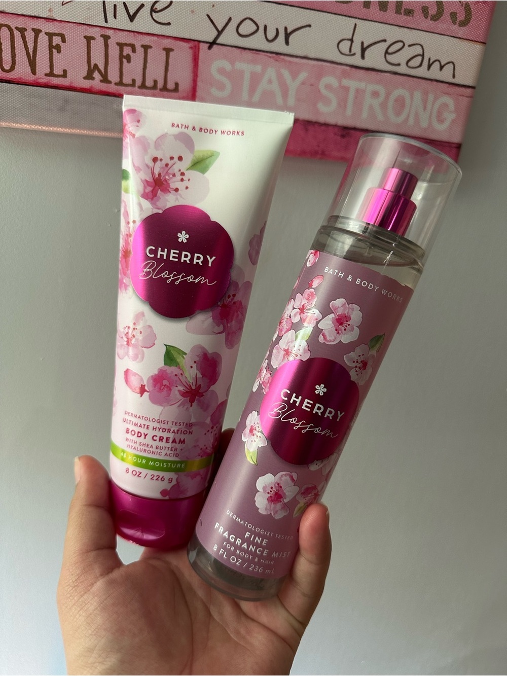 Bath & Body Works Cherry Blossom Body Cream & Fragrance Mist - Pink